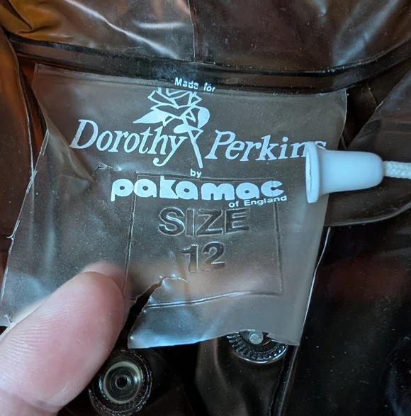 Stunning Retro Dorothy Perkins Pakamac Semi-transparent Brown Hooded Rain Jacket - Picture 15 of 16